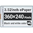 Waveshare 3.52inch E-Paper HAT Compatible with Raspberry Pi 4B/3B+/3B/2B/B+/A+/Zero/Zero W/WH/Zero 2W Supports Jetson Nano 360 × 240 Resolution SPI Interface Black/White Dual Colors