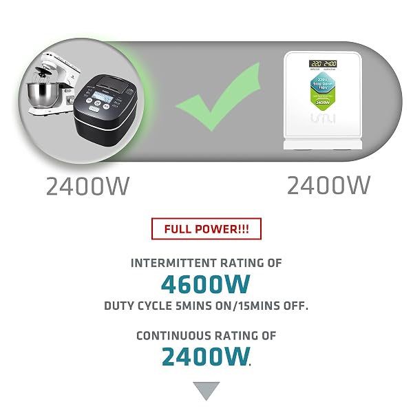 UMI 2400W STEP DOWN 220V TO 110V VOLTAGE CONVERTER, HEAVY DUTY 220V TO 110V POWER CONVERTER WITH AUTO MODE, STEP DOWN CONVERTER 220V TO 110V – US TO EUROPE VOLTAGE CONVERTER