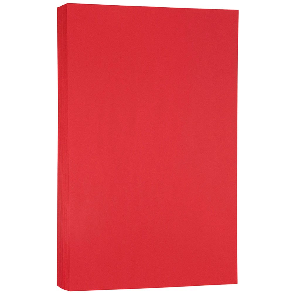 JAM PAPER Bright Coloured Paper - 215.9 x 355.6 mm - 90gsm - Red Recycled - 100 Sheets/Pack