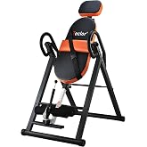 Teclor Inversion Table for Back Pain Relief, 350 lbs Capacity Strength Training Inversion Equipment, Decompression Table for Pain Therapy Training with Safe Belt &amp; Comfortable Ankle Holders