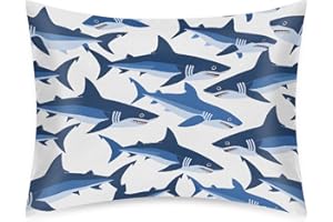 CEMFYZOCH Satin Pillowcase for Hair and Skin Cool Blue Animal Shark Soft Silk Pillow Case with Envelope Closure Cooling Pillow Cases Slip Standard Size Pillow Cover for Women Men Kids Boys Girls 20x26