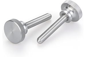 HIRTUOTTER 12 pcs M4 x 25 Knurled Thumb Screws 304 Stainless Steel, Flat Head with Shoulder Grip, for 3D Printers/Electronics/Machinery