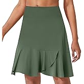 Turnhier Womens 19" Knee Length Skorts Skirts High Waisted Tennis Skirts Athletic Golf Skorts with Shorts Pockets