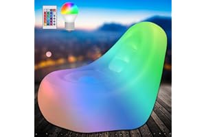 Ccinnoe Indoor/Outdoor Air Sofa With LED Light, Inflatable Chair, Big Size Blow Up Illuminated Sofa Without Pump, Lazy Couch 