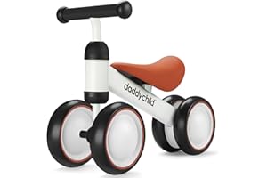 DADDYCHILD Baby Balance Bike for 12-24 Month Toddler, Toys for 1 Year Old Kids, No Pedal Infant 4 Wheels Baby Walker, Ride On Toys for Boys & Girls, Best First Birthday Gifts Children (White)