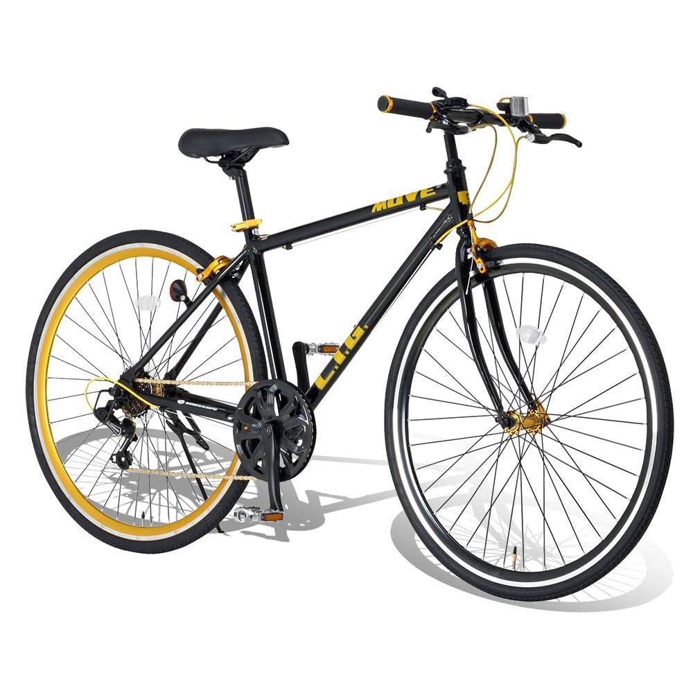 リグ(LIG) クロスバイク 自転車 700C シマノ 7段変速 アルミフレーム カラータイヤ カラーリム フロントクイックリリース ブラック LIG MOVE 19246商品画像