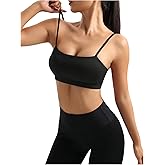 OYOANGLE Women's Wireless Sports Bra Spaghetti Strap Light Support Padded Yoga Workout Bras