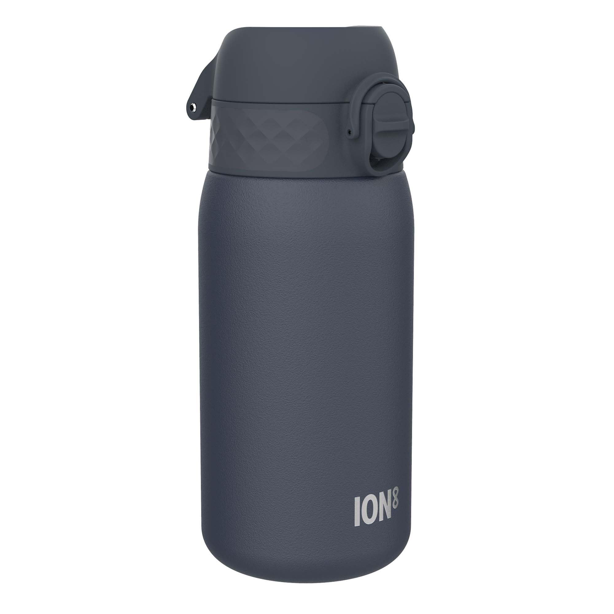 ION8 Lightweight Steel Kids Water Bottle, 400ml/13oz, Non-Insulated, Leak Proof, Easy to Open, Secure Lock, Dishwasher Safe, Fits Cup Holders, Carry Handle, Metal Water Bottle, Navy Blue — image 1
