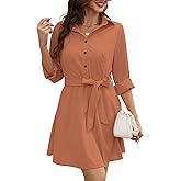 FANCYINN Women Long Sleeve Plaid Pattern Tunic Tops Shirt Casual Dress