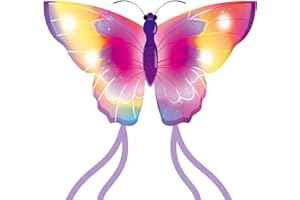 SNJOYFUL Butterfly Kite for Kids & Adults Easy to Fly, Large Kites for The Beach, Single Line Kite for Beginner, Come with 4 Long Tail and 300 FT String