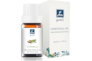 GM Gumili Citronella Essential Oil - 100% Pure Organic Oil for Diffuser, Spray, Candle Making & Skin Care - 10mL Glass Bottle