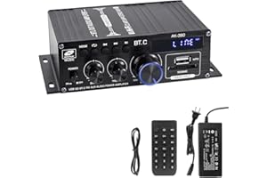 Hosyond Bluetooth 5.0 Audio Amplifier 400W+400W 2.0 CH AMP HiFi Stereo Treble Bass Audio Receiver for Passive Speakers Theater System AK-380