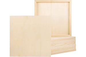 ADXCO 8 Pack Wood Panels 12 x 12 Inch Unfinished Wood Canvas Wooden Panel Boards for Painting, Pouring, Arts Use with Oils, Acrylics