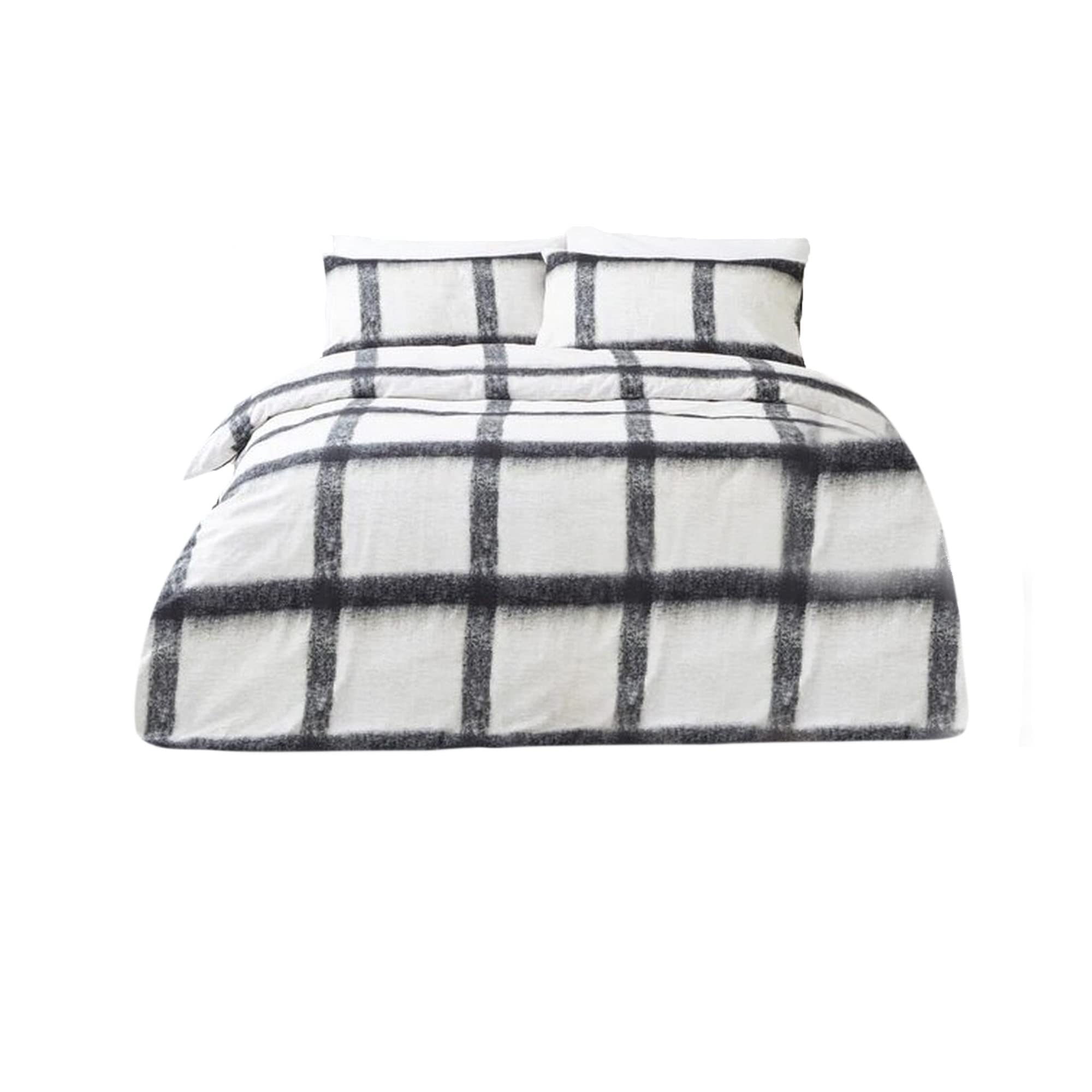 furn. Mohair Check Duvet Cover Set, Natural/Black, 137 x 200 cm