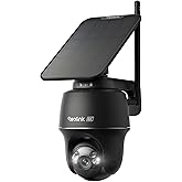 REOLINK 4K Solar Security Cameras Wireless Outdoor, 360° Pan Tilt, 8MP Color Night Vision, 2.4/5 GHz Wi-Fi 6, No Monthly Fee, Home Hub Compatible, Argus PT 4K+ 3W Solar Panel (Black)