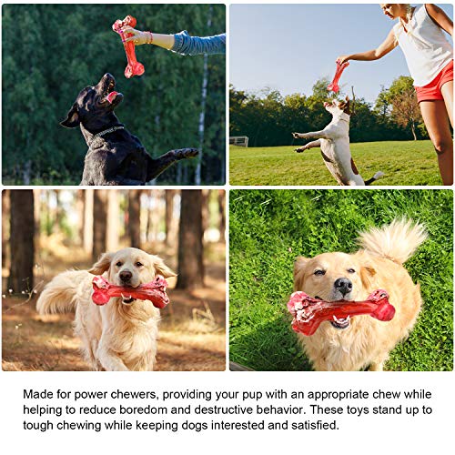 ESPER Dog Toys, Durable Dog Chew Toys for Aggressive Chewers Bacon Flavored Tough Natural Rubber & Teeth Cleaning Chewing Bones for Large/Medium Dogs (B)