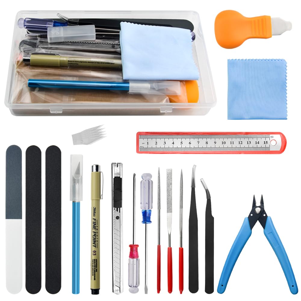 BGTXINGI 18Pcs Model Basic Tools Craft Set Gundam Model Tools Kit Hobby Model Assemble Building Repairing and Fixing DIY Craft Kit