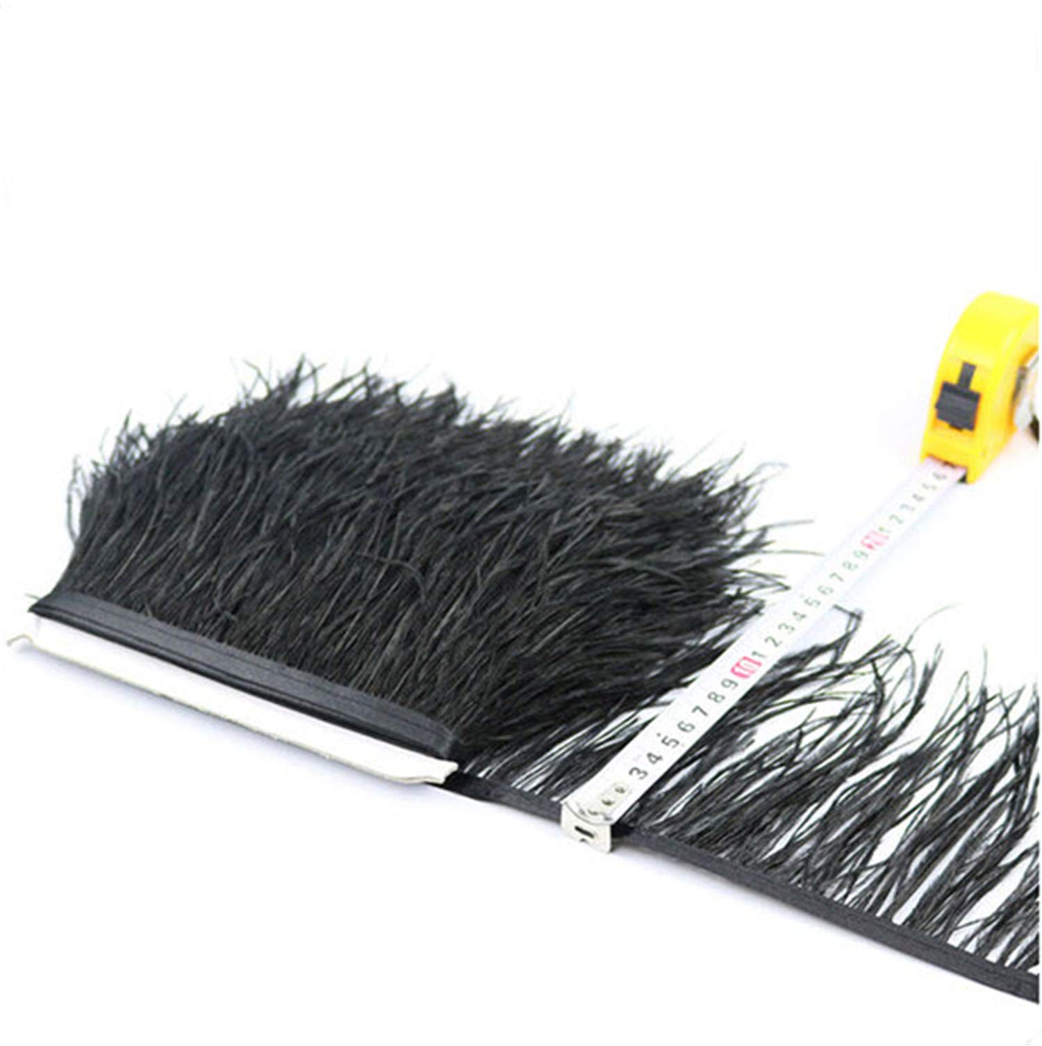 36 Colours Quality Ostrich Feather Trimming Fringe for Millinery Craft Dress Making (Black,2 Meters)