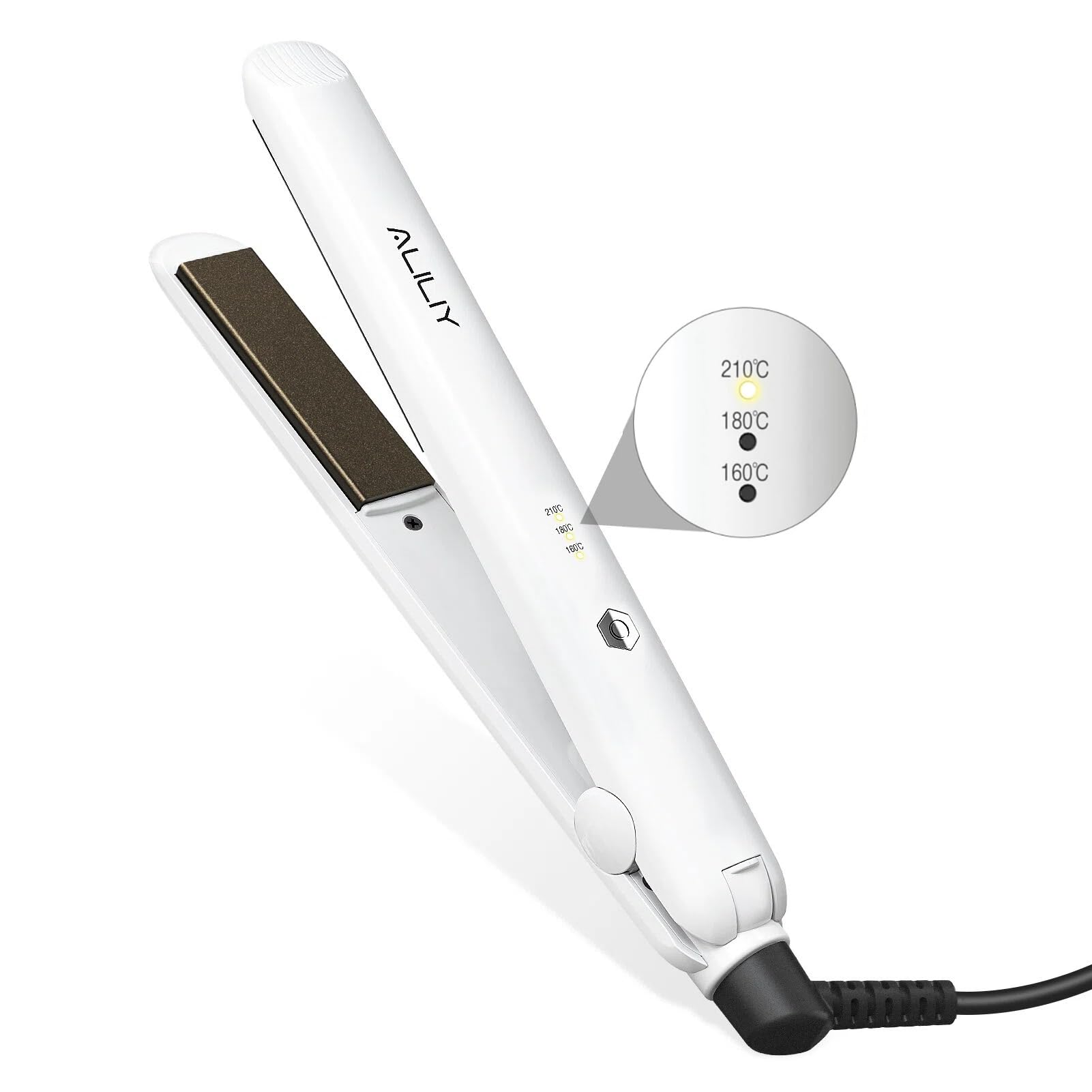 Aliliy ヘアアイロン ミニ 160℃-180℃-210℃温度調整 20mm 前髪用 ストレートアイロンプレート 急速立ち上がり 全髪質対応 海外対応 2way ロック付き オートOFF機能 小型 超軽量コンパクト カール&ストレート両用 360度回転コード レディース メンズ 絡まり防止