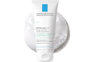 La Roche-Posay Effaclar Dual Acne Face Wash With 4% Benzoyl Peroxide & LHA Exfoliant, Acne Treatment Help Clear & Prevent Blemishes, Paraben Free & Oil Free Wash, 6.76 Fl Oz