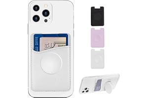 Wallaroo Wallets Premium Leather Phone Card Holder with Stand - Non-Slip Interior Strong Adhesive Grip - Phone Wallet Stick - Slim, Lightweight & Durable - Compatible with Most Phones