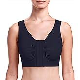 MARENA B2 Adjustable Shirred Front Shoulder Closure Post-Surgical Bra Black