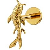 FINE4U 1PC Helix Conch Piercing Jewelry for Women 16G 6mm 8mm - ASTM F136 Titanium Cartilage Flat Back Earring Stud