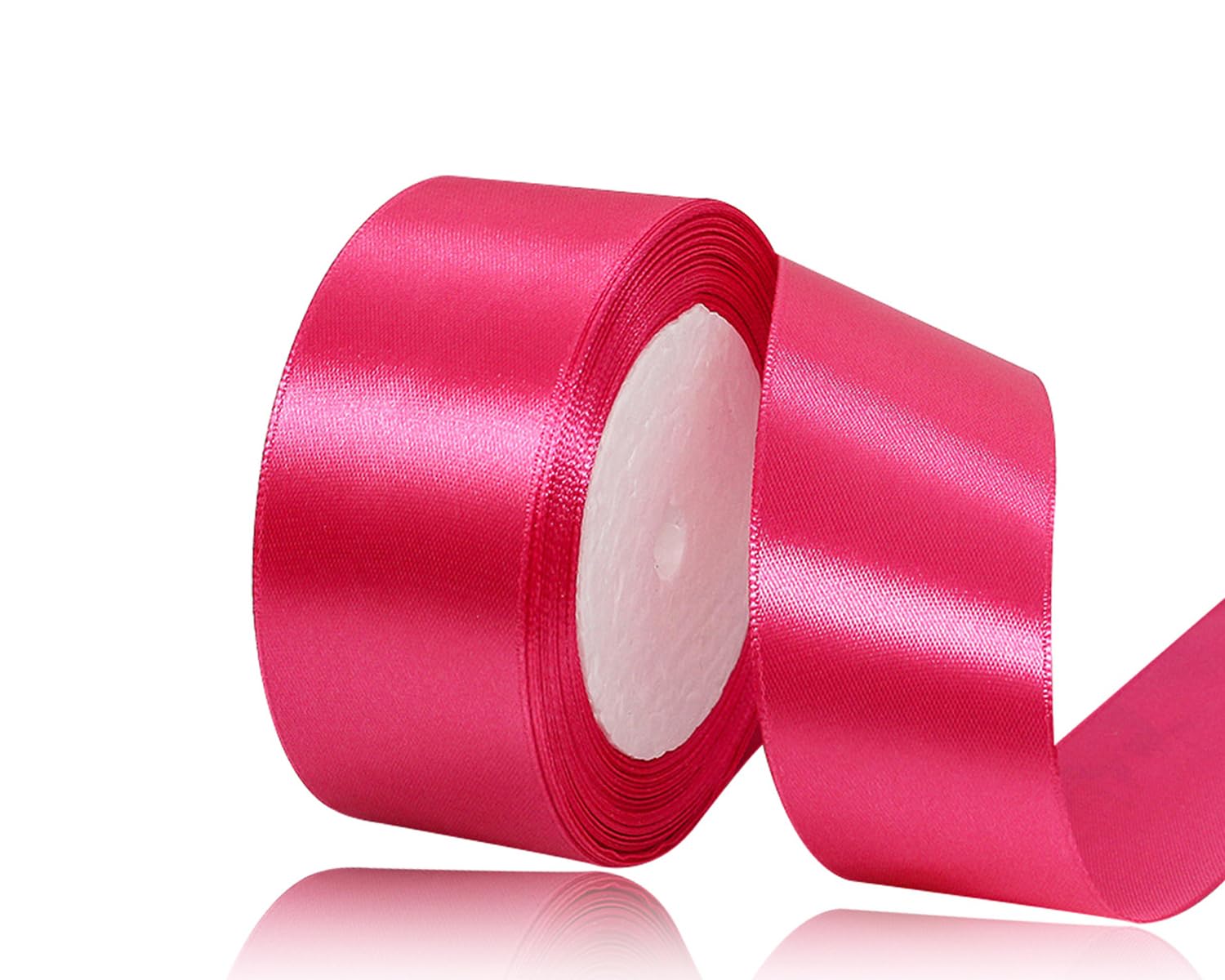 Hot Pink Satin Ribbon 40mm, 22 Meters Rose Red Fabric Ribbons for Gift Wrapping, Crafting, Hair Bows, Sewing, Wreaths, Cakes, Wedding Party and Christmas Decoration — image 1