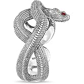 HAIXIAN Unisex Cool Wrap Snake Ring,Retro S925 Sterling Silver Punk Gothic Cocktail Party Biker Snake Animal Ring for Men Women