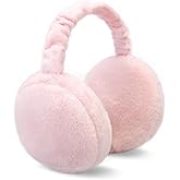 RUIKUNA Earmuffs Women Winter Black Ear Covers Foldable Fluffy White Ear Warmers Girls Cute Ear Muff Headbands Big