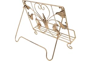 KALLORY Vintage Cast Iron Cookbook Stand with Thick Chain – Metal Recipe Book Holder and Reading Rack