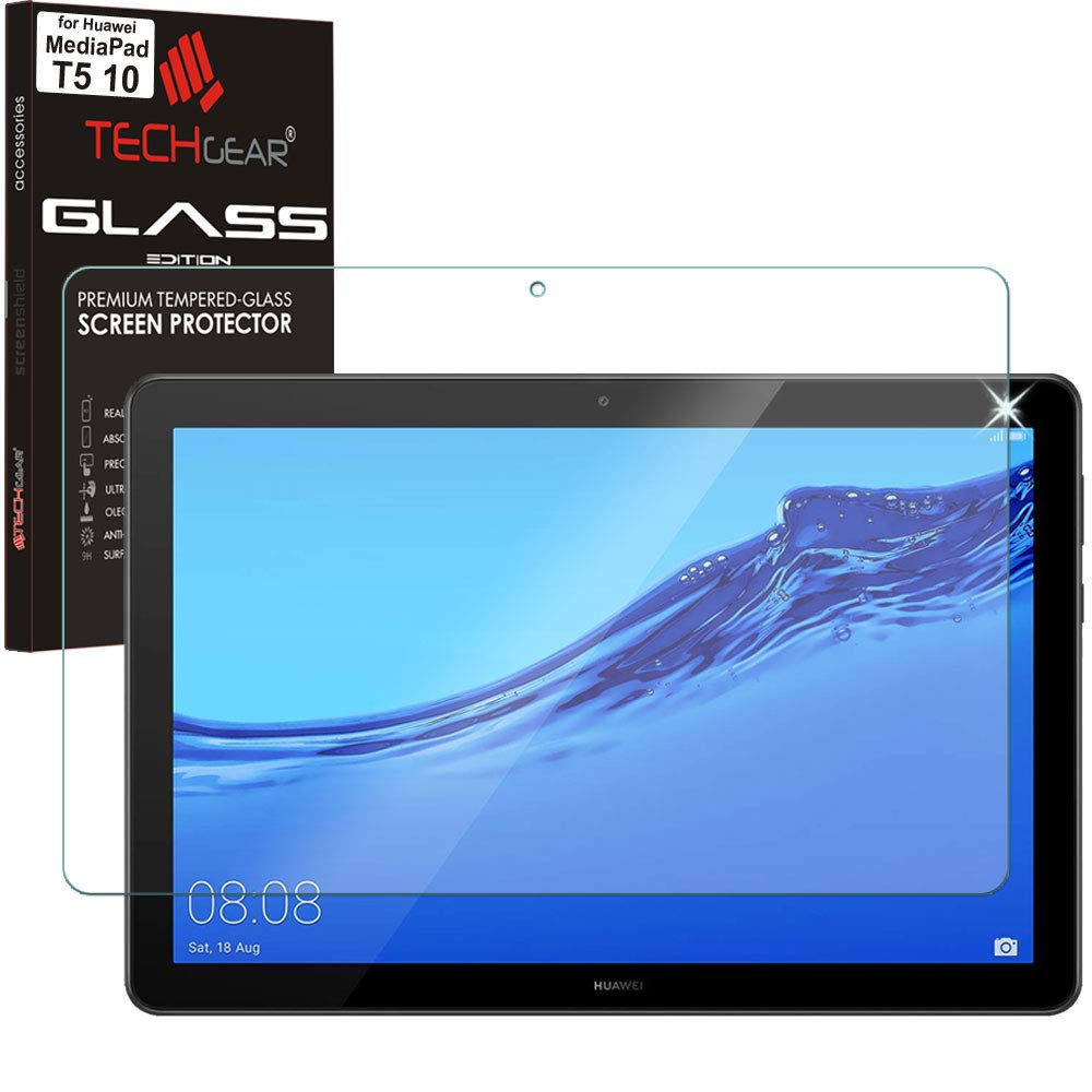 TECHGEAR GLASS Edition fits Huawei MediaPad T5 10 (10.1" Screen) - Genuine Tempered Glass Screen Protector Guard Cover Compatible with Huawei Mediapad T5 10” Tablet