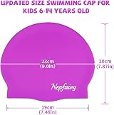 Nepfaivy Kids Swimming Cap Silicone 6-14 Purple Non-Slip Comfort view 2