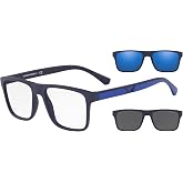 Emporio Armani Mens EA4115 Rectangular Eyewear Frames With Two Interchangeable Sun Clip-ons