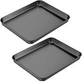 2Pcs Toaster Oven Pans for Baking, 9x11 Stainless Steel Cookie Sheet Baking Sheets Small Replacement Trays for Toaster, Black