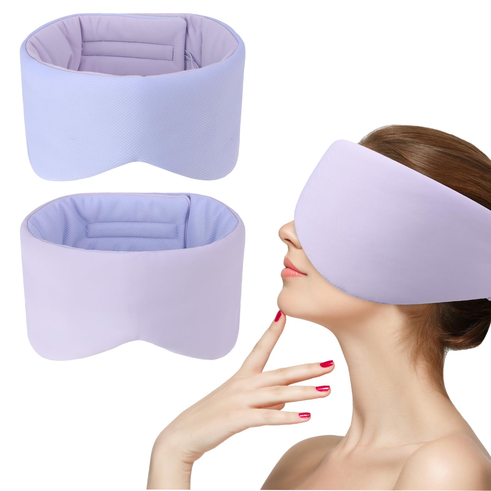 saerryor Purple Sleep Mask, Blackout Sleep Eye Ear Shade Cover Adjustable Blinder for Women Men Travel Napping Yoga Nap Meditation