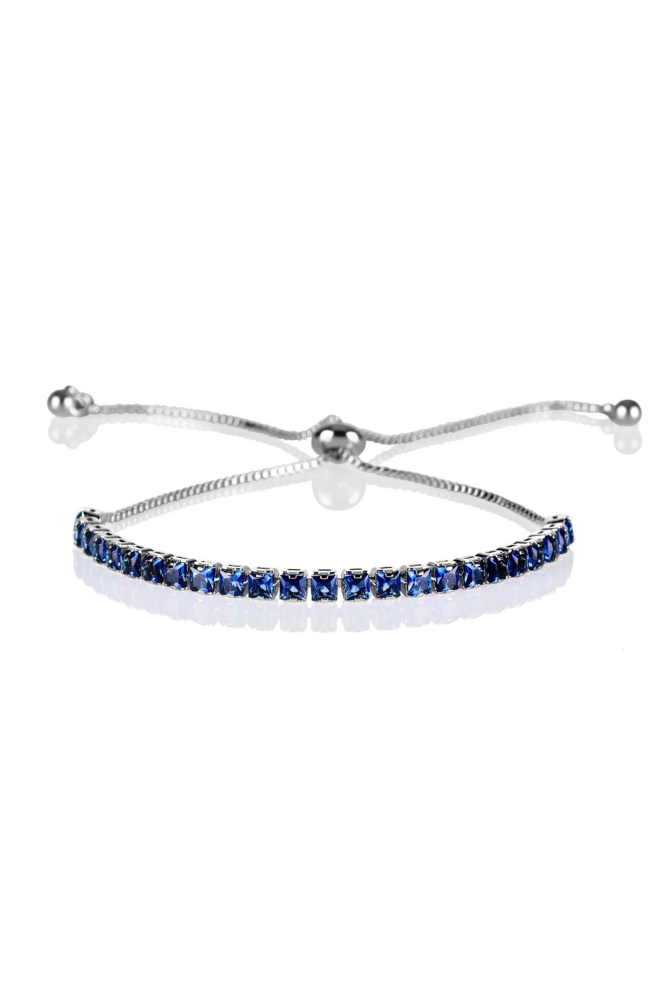ZAVANA Adjustable Bracelets for Womens. Silver Bracelet for Women with Blue Stones. Delicate Blue Bracelets for Women with Adjustable Bead Fastening.