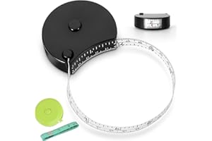 FDHF Body Tape Measure 60 Inch (150cm) - Retractable Measuring Tape for Body Accurate Way to Track Weight Loss Muscle Gain by One Hand, Easy Body Tape Measure 3 pcs