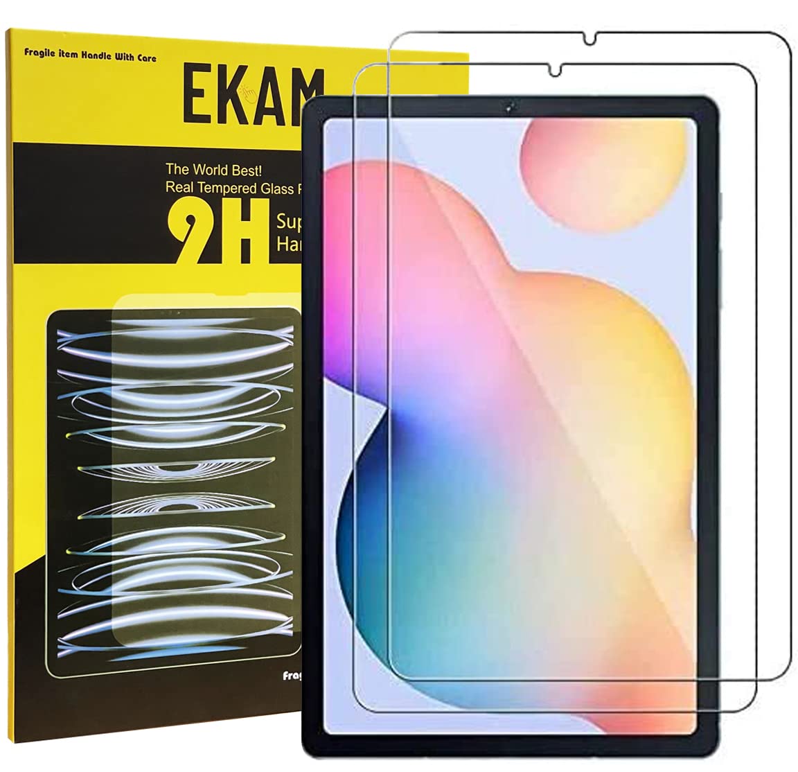 2 Pack Screen Protector Compatible with Samsung Galaxy Tab S6 Lite (SM-P610 / SM-P615), Premium 9H Hardness 2.5D Round Edge Tempered Glass for Samsung Galaxy Tab S6 Lite 10.4 Inch, (2 Packs)