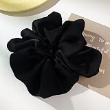 ILamourCar Black Satin Large Scrunchies 2 Pack Elastic Hair Ties Ponytail Women view 7
