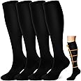 4 Pairs Copper Compression Socks for Men&Women(15-20mmHg), Compression Stocking for Swelling Running Hiking Travel Nursing
