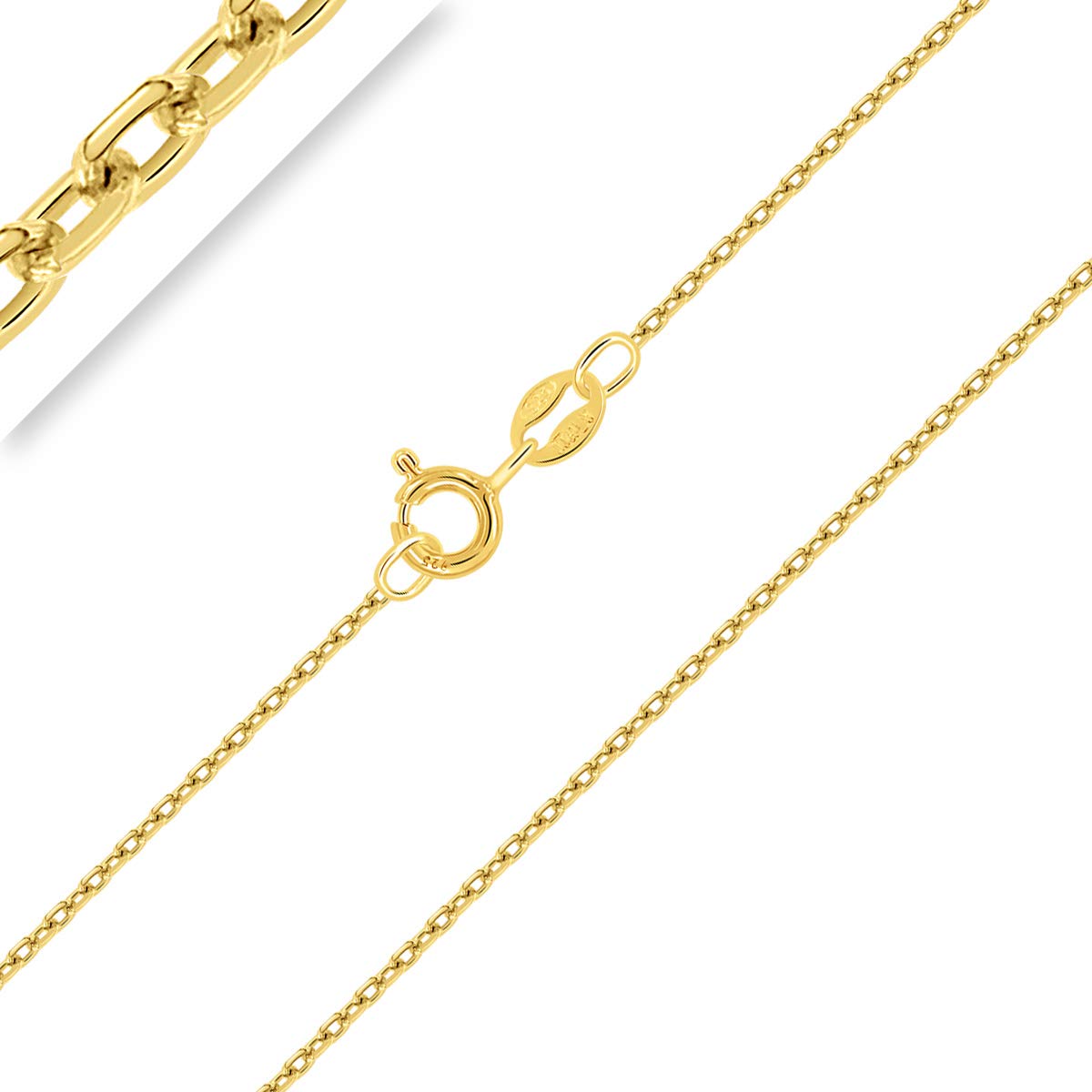 PLANETYS - 18K Gold Plated 925 Sterling Silver Cable Chain Necklace for Children or Baby 1 mm Width Lengts: 13 Inches