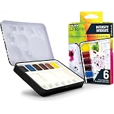 QoR Intensity Half Pan Set by GOLDEN, 6 Half Pan Watercolors, Professional Watercolor Paint Set