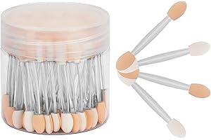 CHEFBEE 80pcs Eyeshadow Applicators with Container, Disposable Dual Sides Eyeshadow Sponge Brushes Makeup Applicators(Clear)