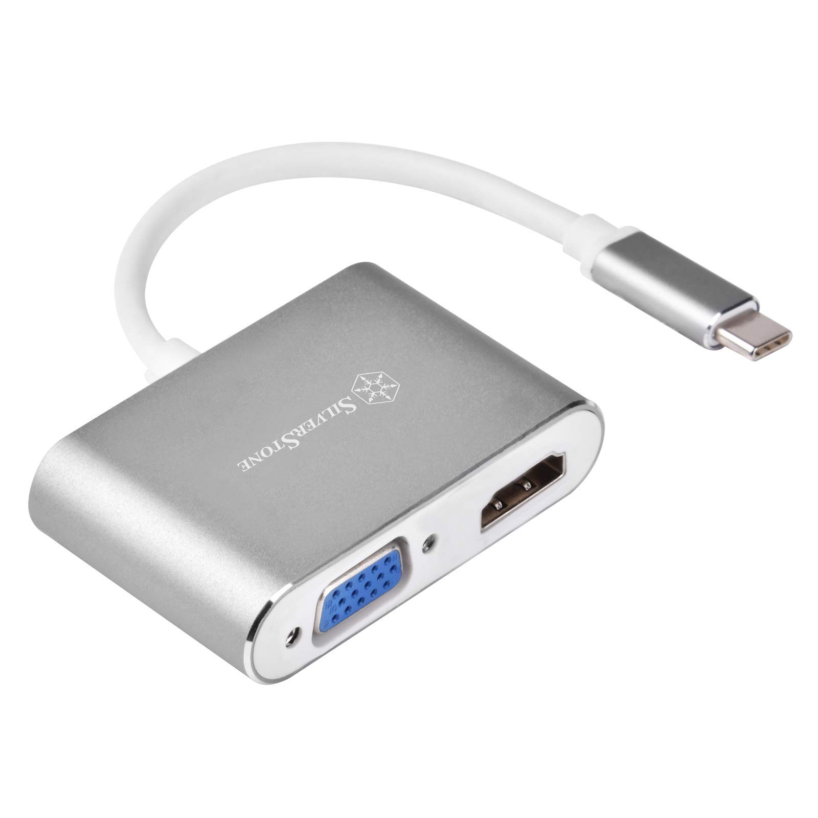 SilverStone SST-EP16C - USB Type-C to VGA and HDMI Adapter, HDMI supports 4Kx2K@30Hz, VGA support 1920x1200@120Hz, dual screen display