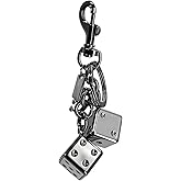 FALESHOS Dice Keychain for Purse, Metal Bag Charm Pendant for Women Men, Cool Gothic Accessory for Keyrings, Backpack, Wallet, Handbag