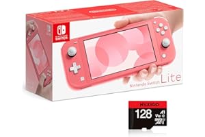 Nintendo 2021 Switch Lite Console Family Holiday Bundle - Coral, 5.5" Touchscreen Display, Built-in Plus Control Pad, Speakers, WiFi, Bluetooth 4.1, NexiGo_ 128GB MicroSD Card Bundle