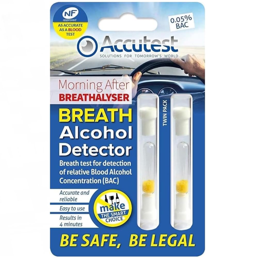 Accutest Disposable Breathalyser – Twin Pack | EU France Certified, Quick Alcohol Tester Kits – UK & France Breathalysers