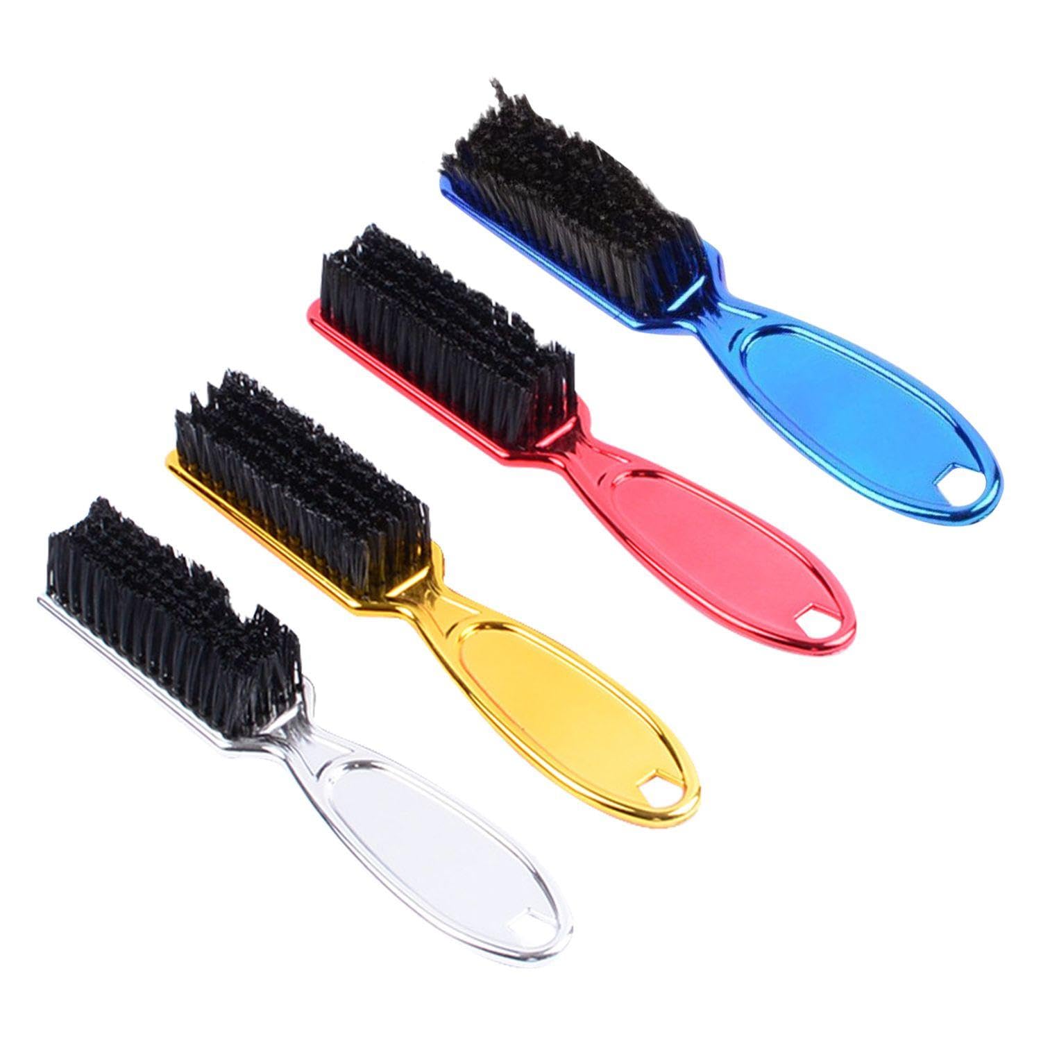 4 Pieces Electroplated Broken Hair Brushes, Long Handle Cleaning Brushes, Hair Tools, Barber Cleaning Brushes, Portable Cleaning Brushes