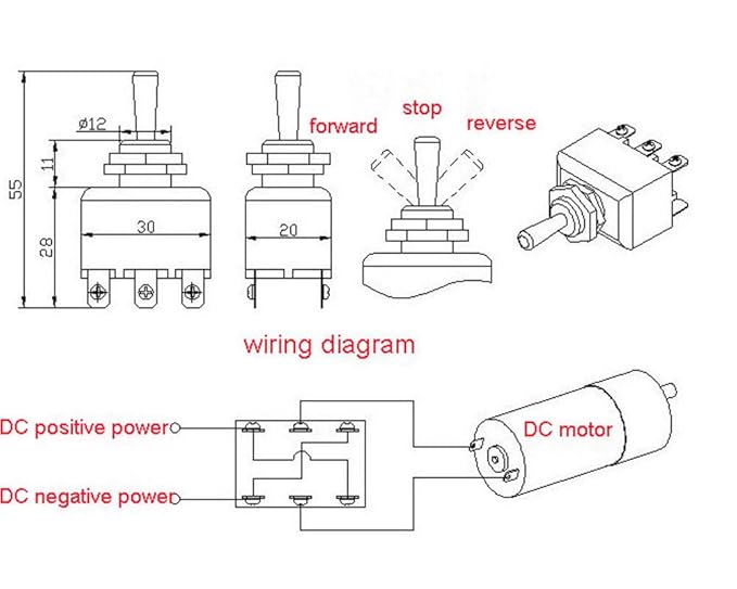 Dc Motor Manually Reversing Switch Knob Toggle Switch 6 Feet